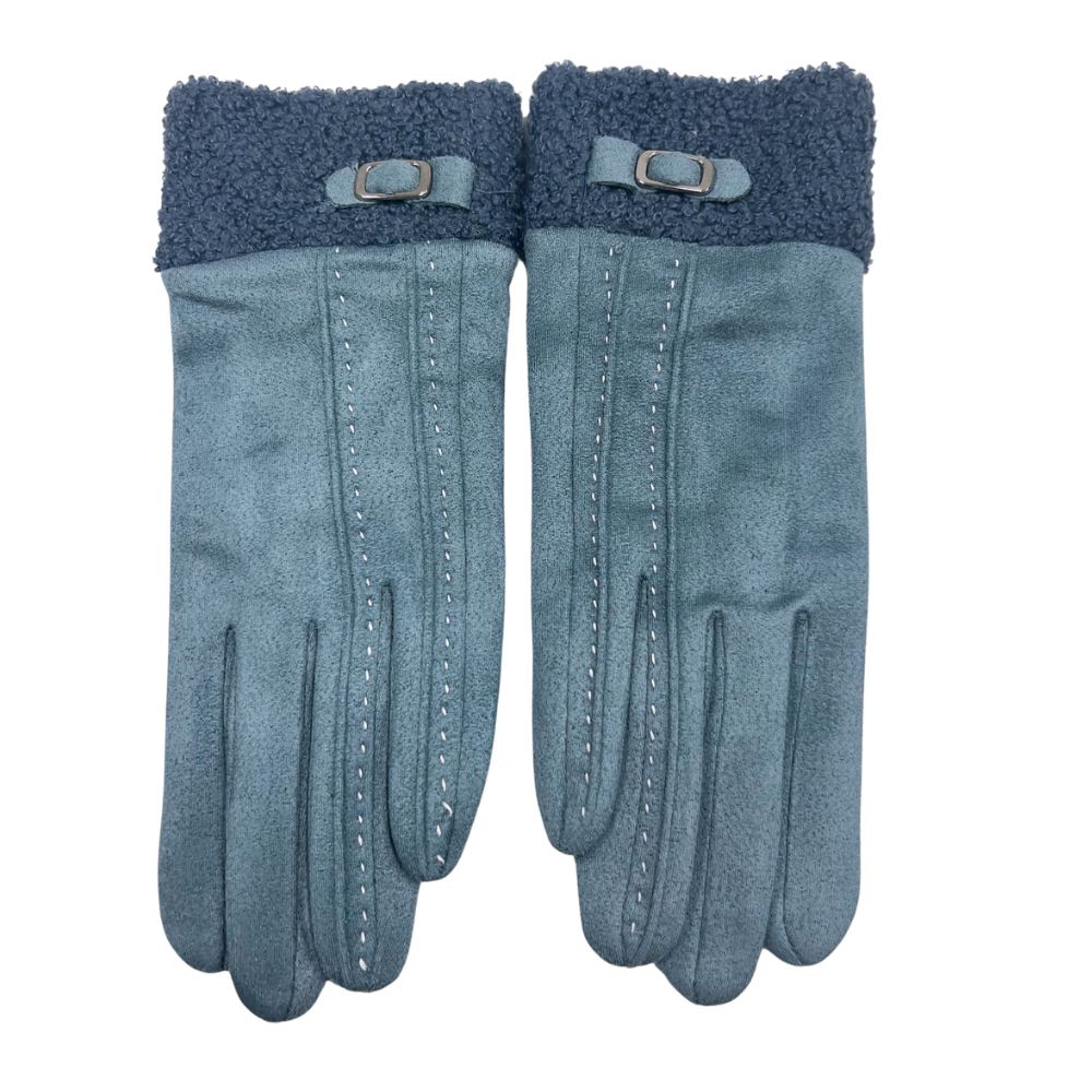 Faux Sheep Fur Buckle Gloves with Buckle