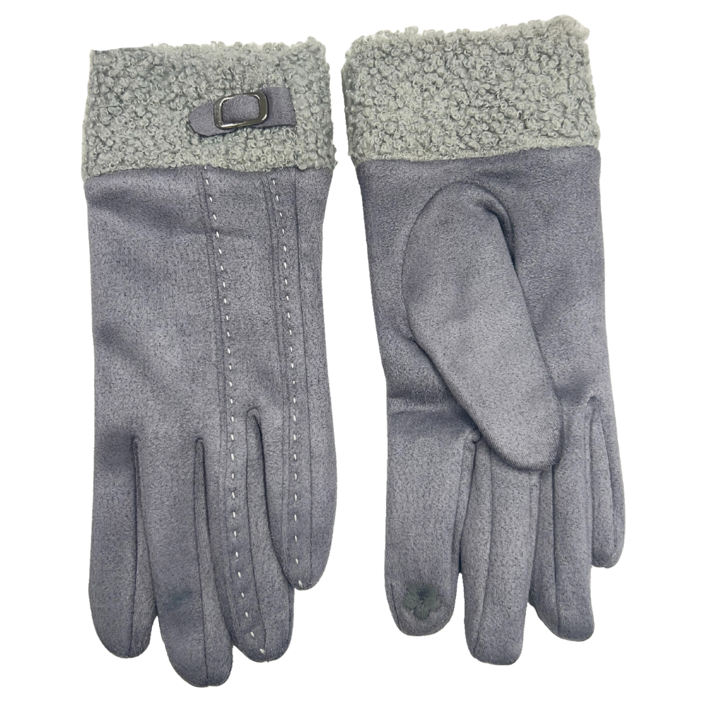 Faux Sheep Fur Buckle Gloves with Buckle